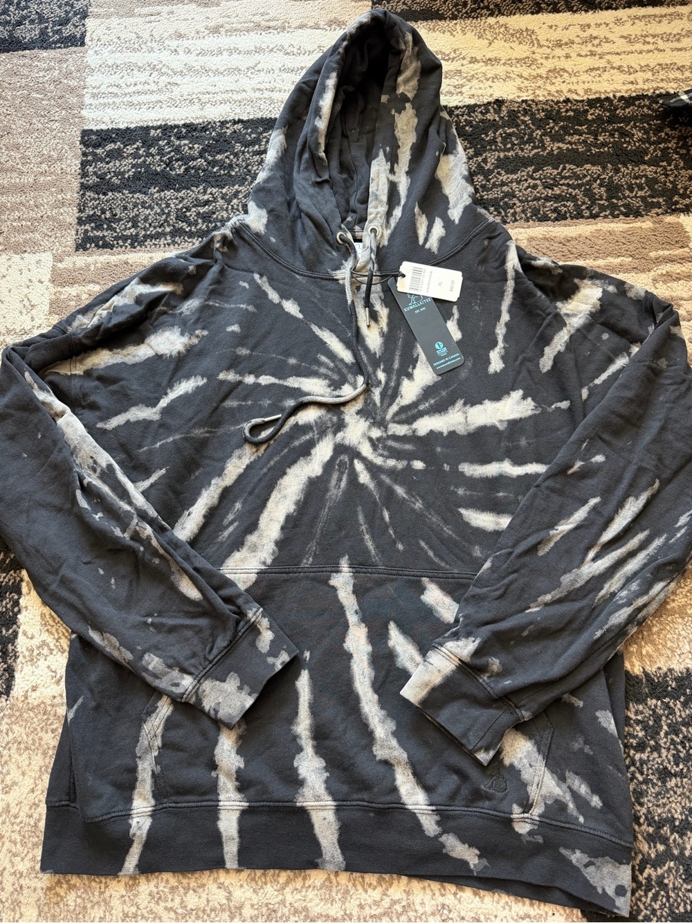 Tie-Dye Pullover Hoodie - Black & Gray